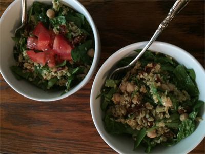 Sun Dried Tomato, Spinach and Freekeh Salad